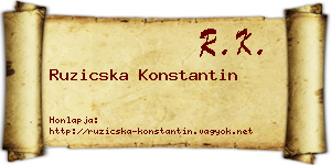 Ruzicska Konstantin névjegykártya